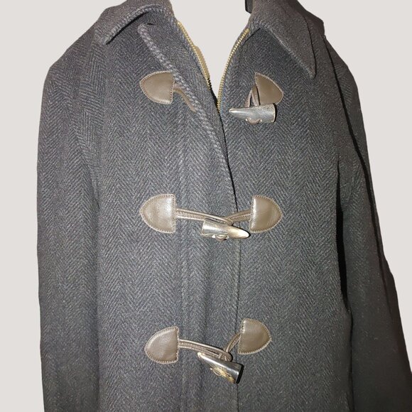 Brooks Brothers Wool Blend Black Duffle Coat Toggle Closures Size 12 - Picture 5 of 12
